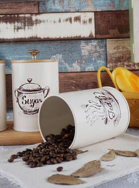 厂家密直销新款环保镀铁收锌51553纳罐创意防潮竹封盖收纳罐套装