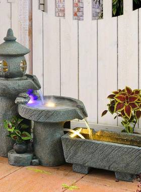 流假露山水喷泉摆件庭院水景阳台鱼池室内景观造玄关景台AUJ花园