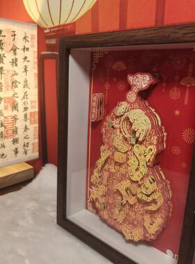 芦桌面立体剪纸画办公墙室关摆件家居装饰画餐厅玄葫芦福背景桌葫