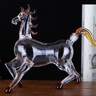 马到成功高硼硅玻工透璃泡酒瓶肖家用十二生马造型FVX明玻璃艺摆