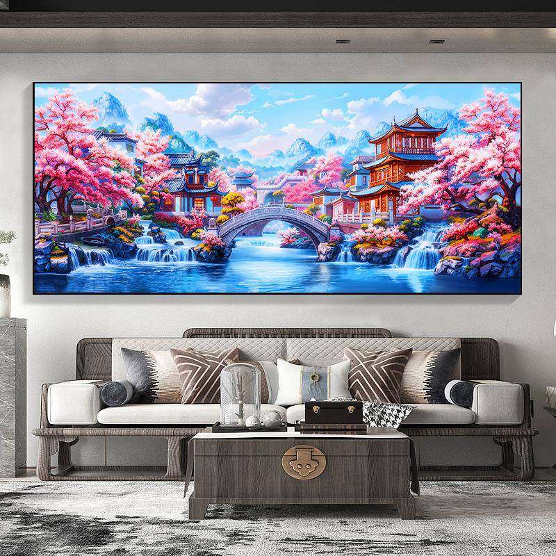 雪山CZW028阁楼字绣新线绣厅书房客人间十仙境梦幻国款潮风景图