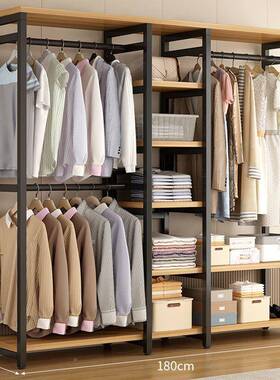 简用易衣柜架家用卧室落地帽防尘布艺钢制衣架衣帽间衣架子耐ZKO