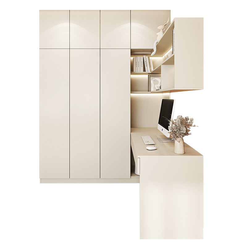 衣柜书桌一体组合儿童房转角电脑桌小户型家用卧室U拐角衣橱连书
