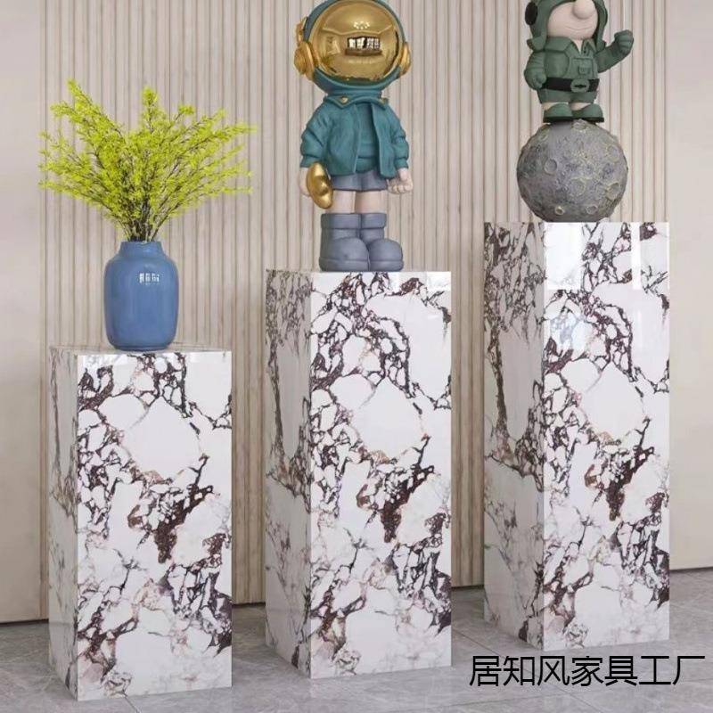 落地式石材家用花盆摆台花架子柱子玄关架子花盆岩板底座客厅摆件