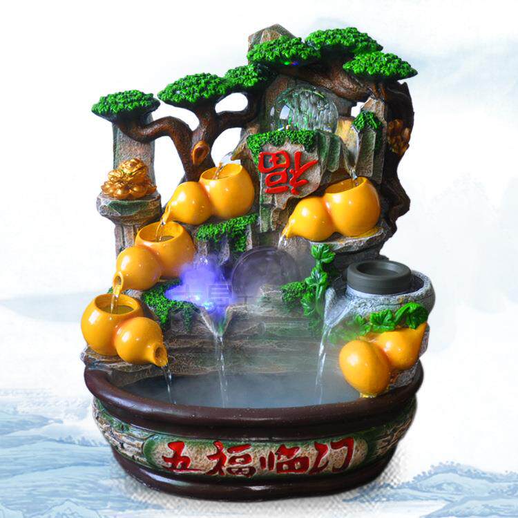 五福临门葫芦工艺品摆件树脂家居婚庆田园风格仿陶盆水景杂货