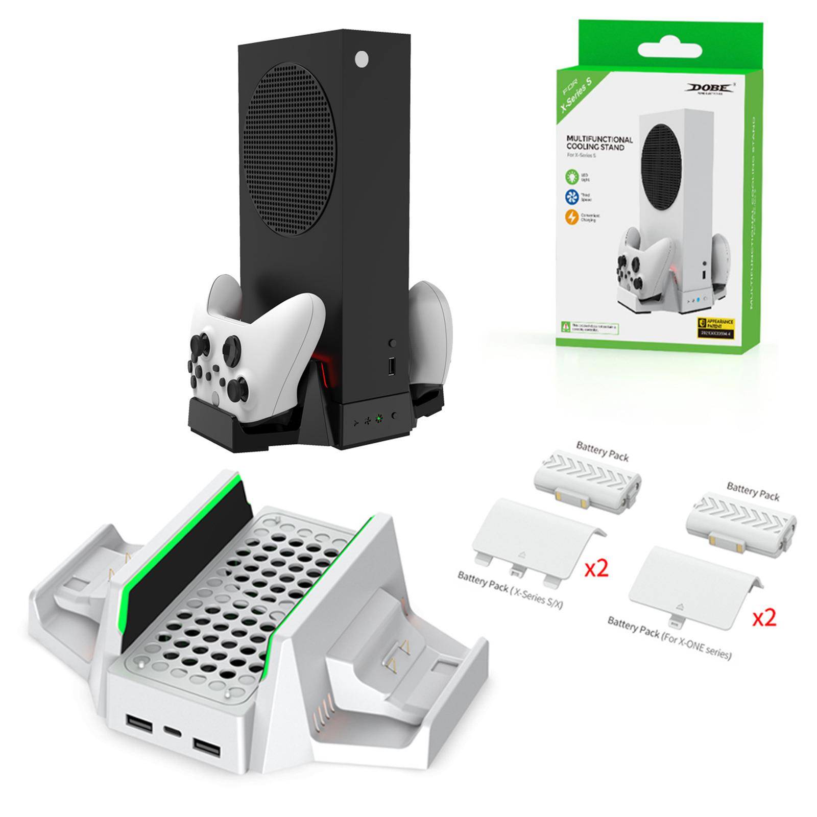 XboxSeriesS主机散热底座XSS双电池手柄座充SeriesS主机底座支架