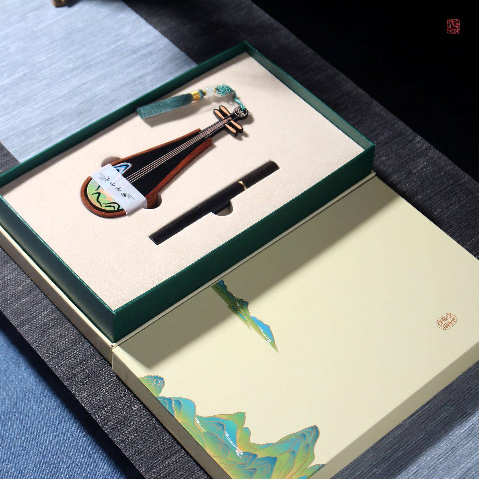 木质创意江山如画琵琶盘香盒卧香盒点香器香礼套装中国风文创香具
