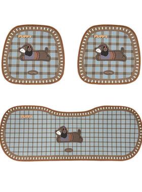 汽车坐垫四季通用车用凉垫创意蓝色格纹小狗座垫套内饰透气凉屁垫