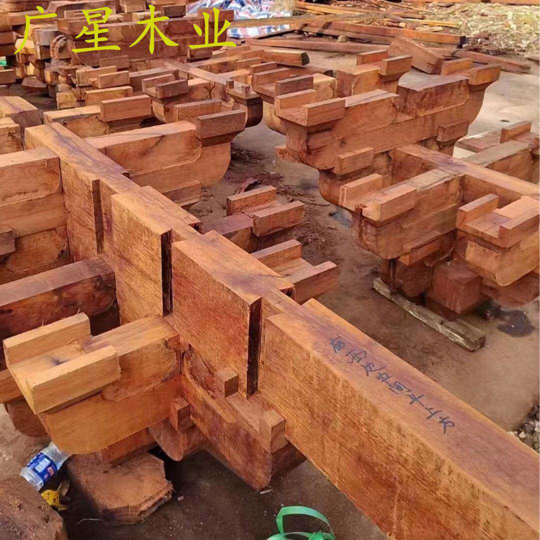 菠萝格榫卯结构村民文化长廊木板 实木庭院庙宇户外古建祠堂木材