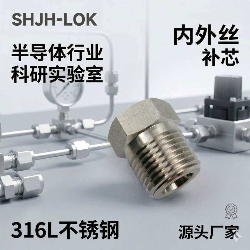 兼容世伟洛克六角补芯内外丝直接接头SS-24-RB-12耐压316L不锈钢