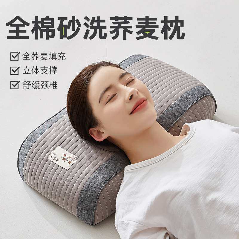 全棉荞麦枕头枕芯护颈椎一对二装家用助睡眠男专用成人小整头皮壳