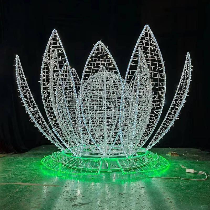 铁艺造型灯广场公园灯光节制作发光美陈装饰户外莲花LED夜游装置