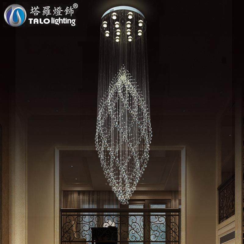 现代简约复式楼梯吊灯别墅客厅吊灯LED水晶吊灯创意工程吊线灯