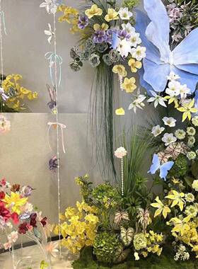 花仿真蝴蝶道具摄影布置纸艺摆美立件体装饰橱DD101926窗纸陈室内