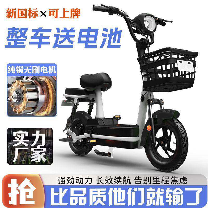 国标电动新款电动成4人两轮10061048自行车小型锂电池瓶电车8步双