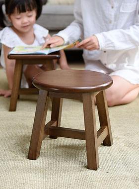 逸实小凳子家家用多木功能木凳子沙垫发凳茶几75542凳客厅脚凳圆