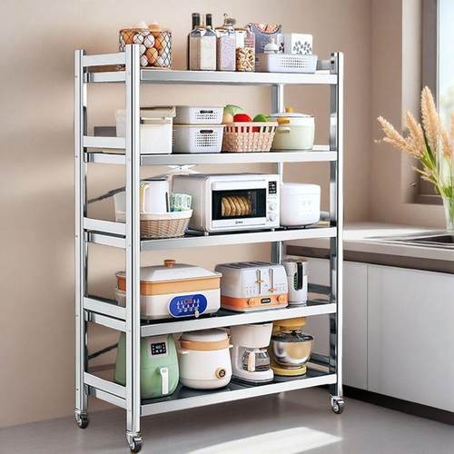 层不锈厨房置物架多层家用厨房钢JN-S架子橱柜多物功能储架落地收