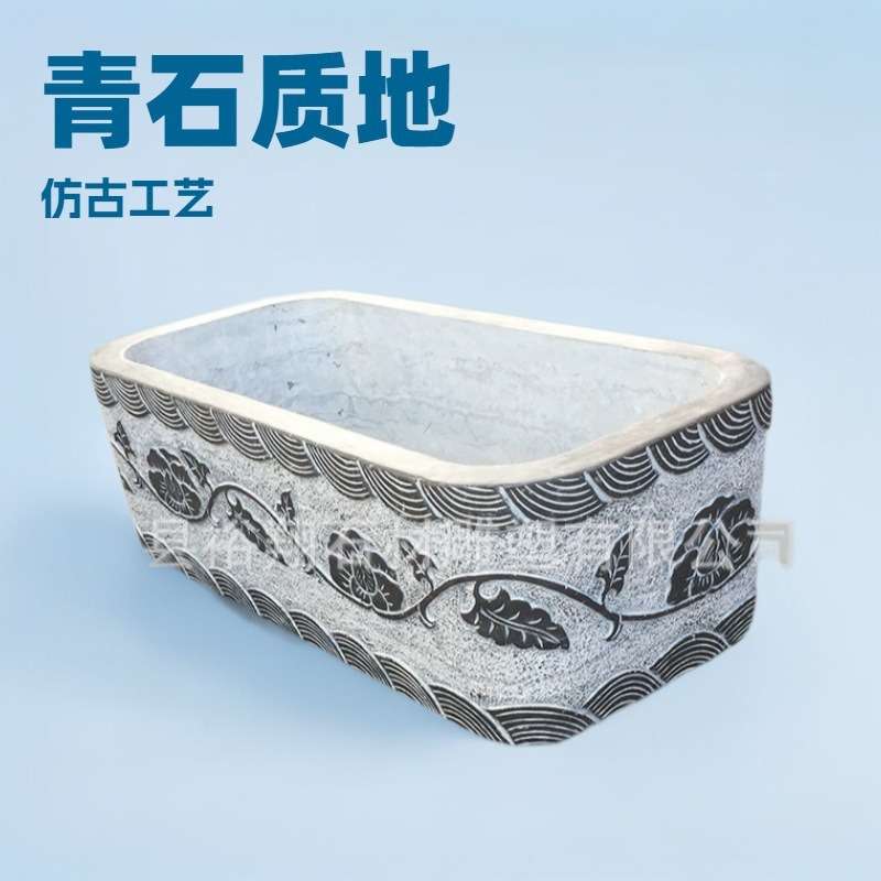 青石石雕鱼缸仿古庭院阳台荷花缸鱼缸花盆青石水缸天然石雕鱼缸