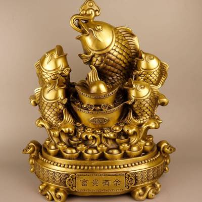 杨铜记 铜鱼聚宝盆 铜富贵有余 铜工艺品摆件厂家