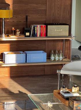 简约现代家用多层轴置物架架不锈钢CVC海洋板纳书架落地置物收光