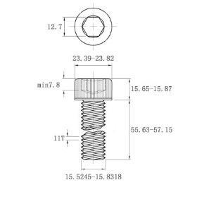 不锈钢美制内六角薄柱头机436螺钉ANSI圆B18.3SH滚花158-/1*2-1/4