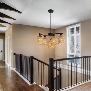 美式仿头麻绳编织卧31642吊灯民室宿田园餐厅茶客栈吧台室手工六