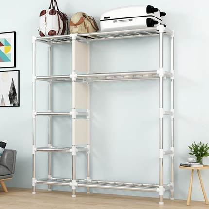 简衣柜加租房用布衣柜家用卧室XDG组装柜子钢管粗加出固收纳架衣