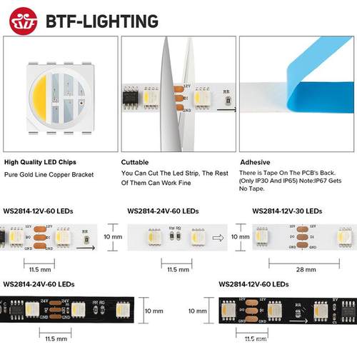 LED全彩RGW4合1幻彩WS2814c高亮2V跑马流水可编程WS2814-Ri亮化2B