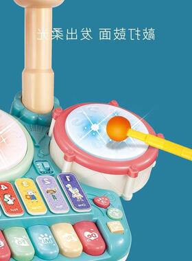 儿童钢TQU琴架鼓二合一子玩具初者8启宝蒙爵士鼓学乐器宝打鼓岁男