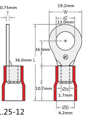 RV1.252-1冷压端子M12APV子螺丝口铜标鼻接线端子紫铜国接线冷压