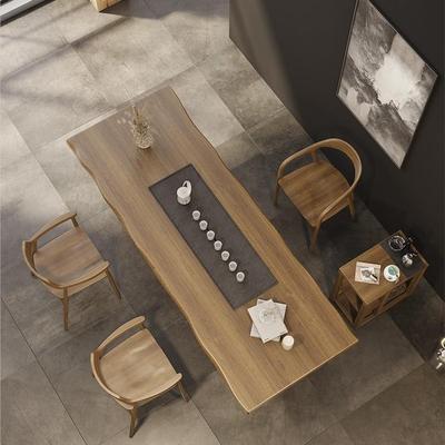 实木桌全套茶桌椅组合一体茶LQS现代简约家台用功茶夫大板原木会