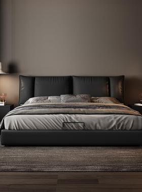 ?意式极简小软户型床1.5轻简奢主卧包双人UOB婚床现代约落地皮储