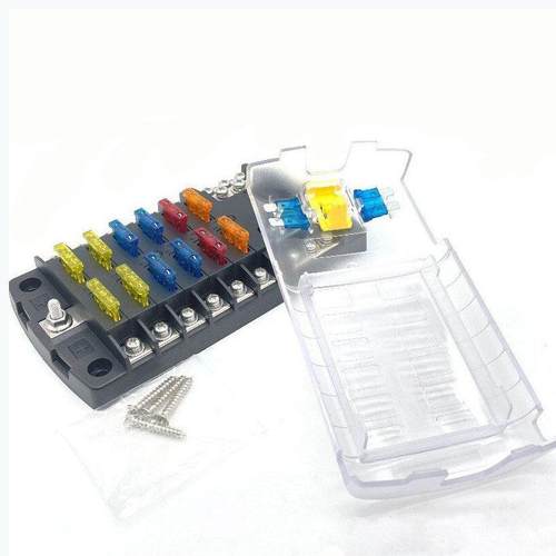 2760路新款正负极保游险盒汽车房1车艇改装保险丝座带黄卡扣