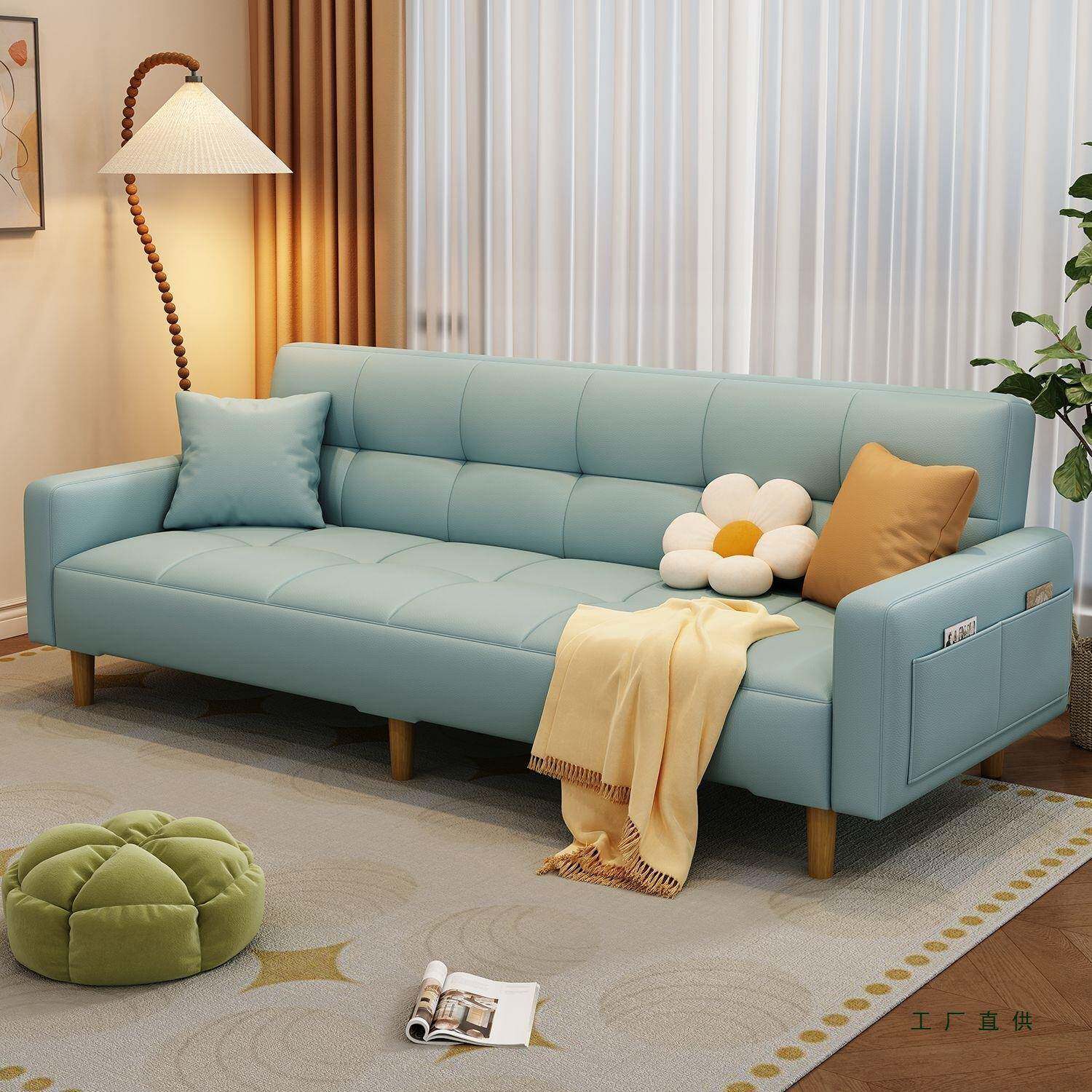 抓皮沙发客985厅户型多功能小懒可折叠沙发床客厅人出租猫房公寓