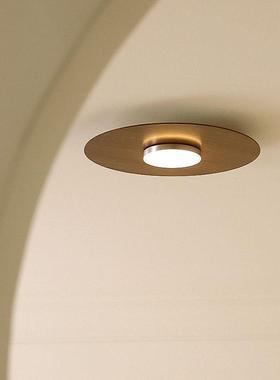 超薄木房纹吸顶胡灯中39512古极简玄关衣帽卧间室灯桃木色过道间