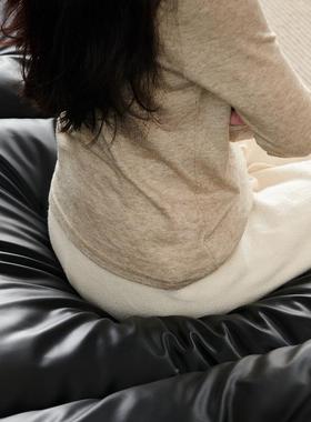 坐深发超宽意式极简靠背可调节客e厅排tr帆船baxZIS黑色直沙沙发