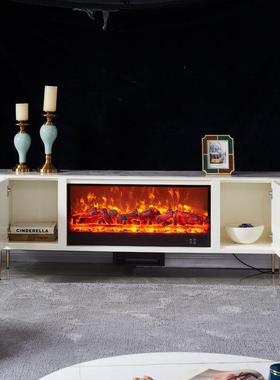 2米电简约白色壁炉电柜实木视仿真火MOL壁炉装壁饰柜别墅岩板炉取