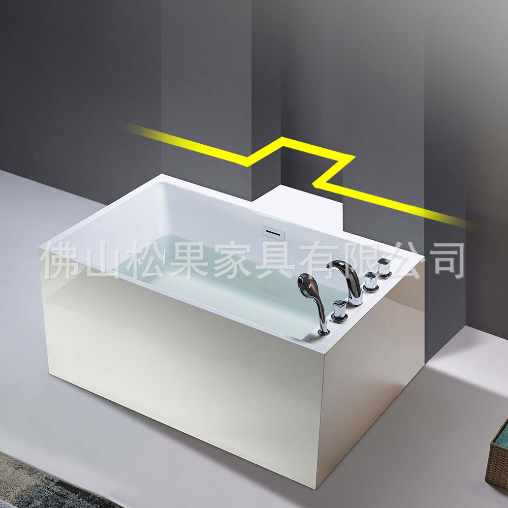 家用成人亚克力浴盆五件套浴缸可调靠墙尺寸深泡式日式民宿用浴池