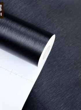 墙韩版黑色拉音丝木纹纸自粘壁纸酒店墙面装修工程展柜59贴软纸波