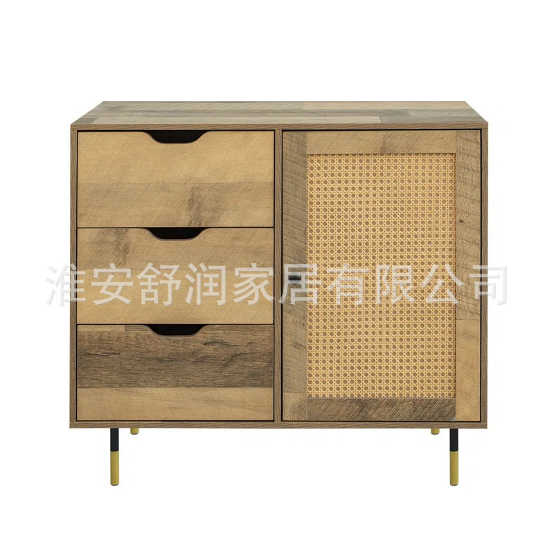 复古藤条抽屉式收纳餐边柜