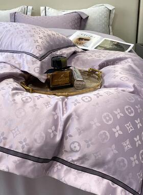 V45O酒店被纯棉四件套欧式真丝五F7679HHT滑套贡款缎床笠床上