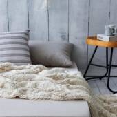 饰沙发毯子软装 粗毛线毛编织艾LIL纯手工格编织软装 0装 厂搭配家