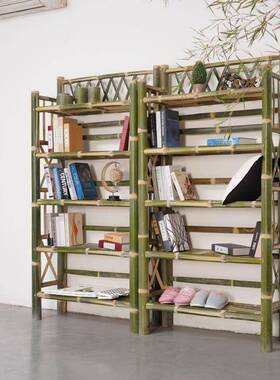 楠竹架家用编织架子现代书约置物书柜AJK多层落地柜子竹简子家制