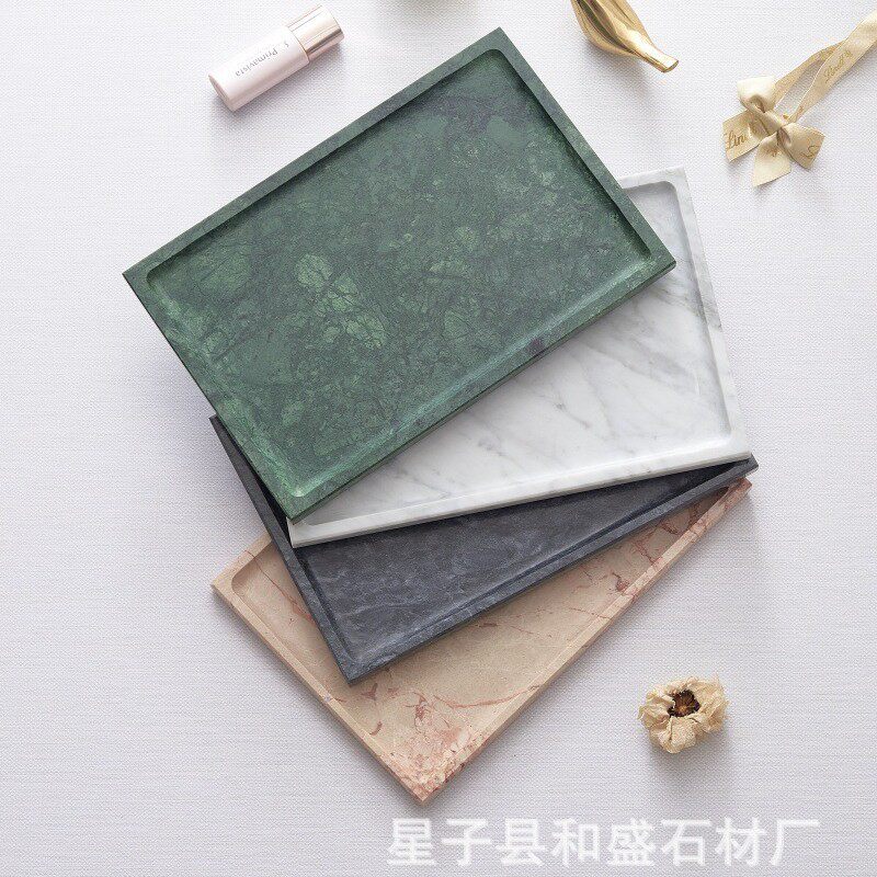 厂家批发天然大理石一体盘阳台玄关钥匙小件收纳托盘珠宝置物盘