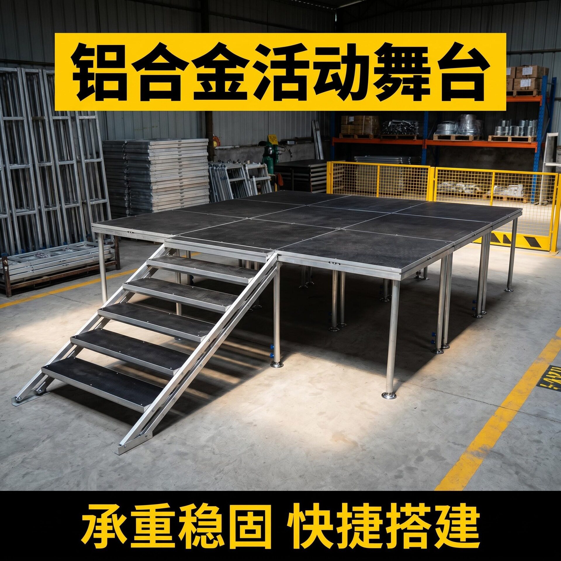 新款卡扣舞台桁架婚庆T台四腿舞台板酒店T台折叠舞台酒店地台升降
