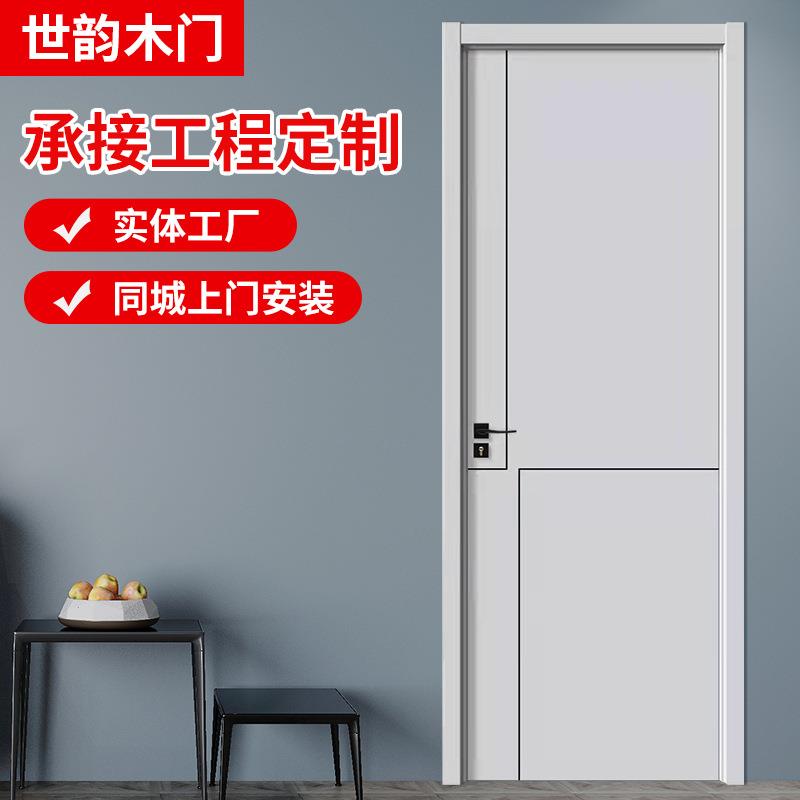 简欧现代平开房门家用复合烤漆木皮实木门一套白色免漆木门