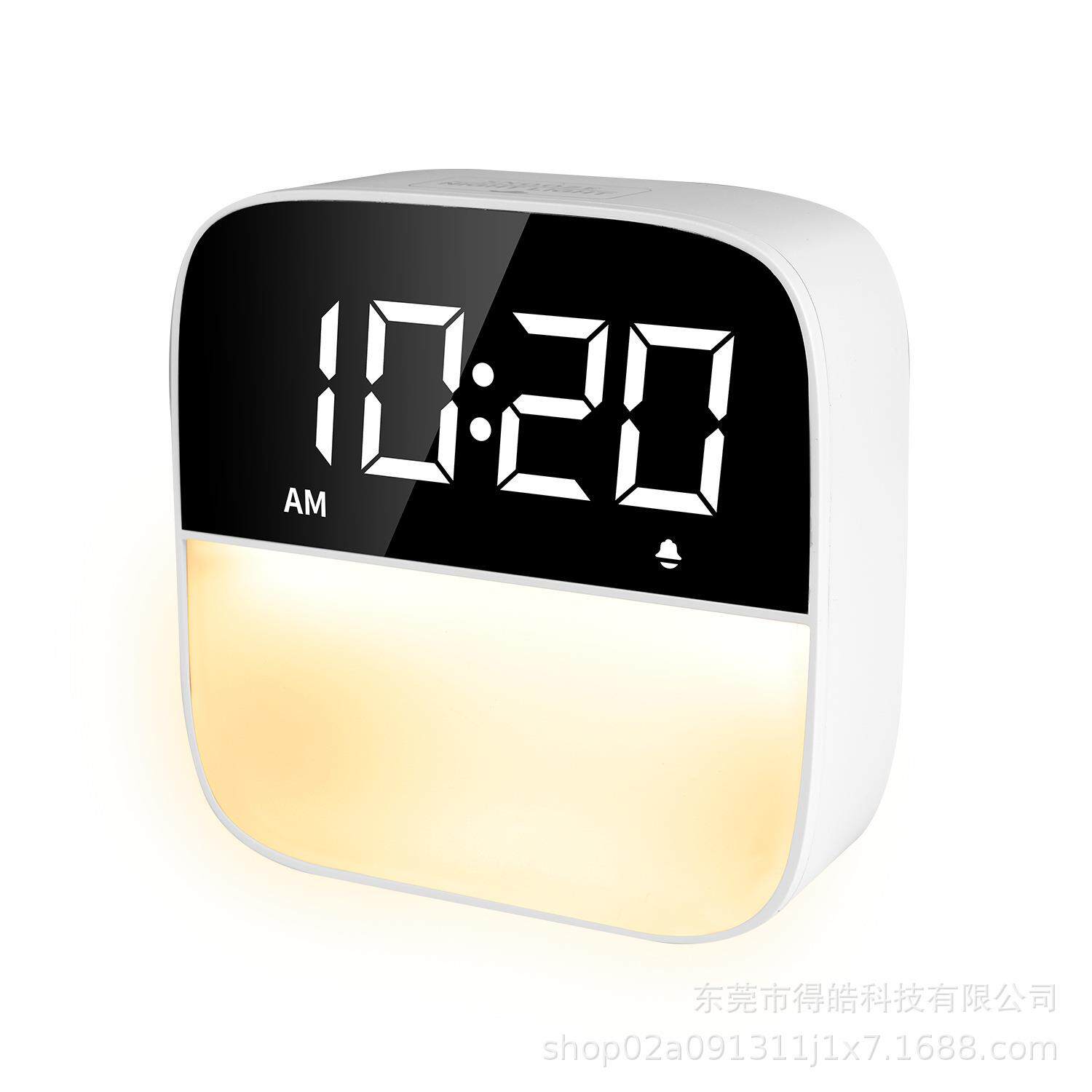 新品USB充电床头数字闹钟灯卧室桌面时钟夜灯万年历多功能简约
