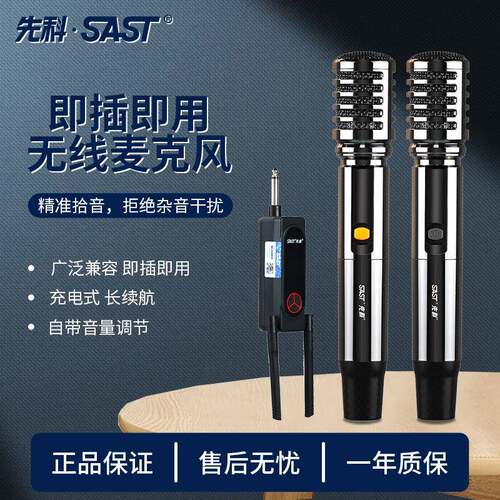 一拖二话筒U段家庭KTV唱歌演讲舞台K歌会议音响功放可调频话筒