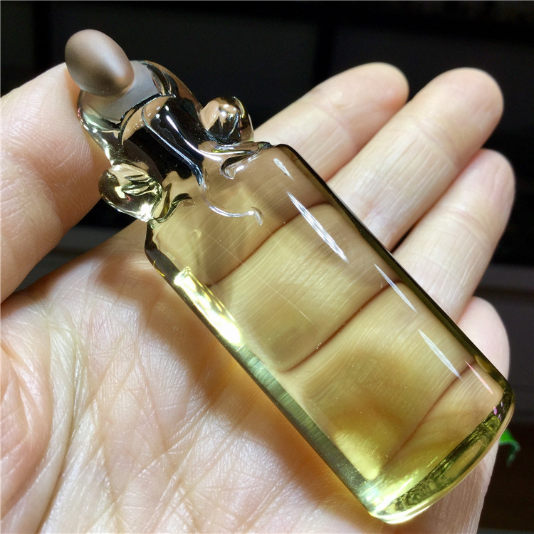 东海水晶天然黄水晶雕刻无相佛印章章料摆件
