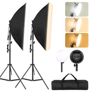 led直播补光灯80W摄影灯柔光箱套装50*70双色温拍照灯箱器材